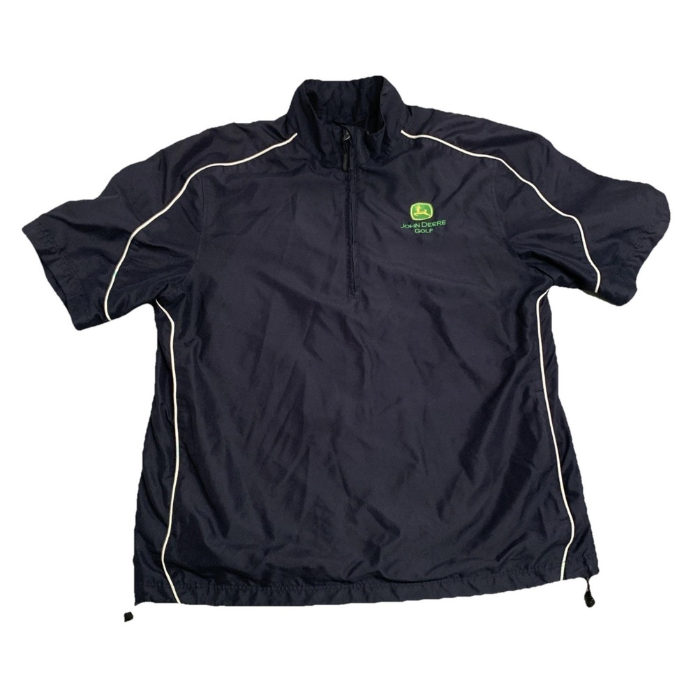 Greg Norman * John Deere Golf Pullover 1/4 Zip Golf Jacket Lined‎ Men's M Blue